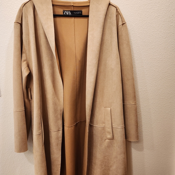 Zara Women's Faux Suede Trench Coat - Picture 1 of 3